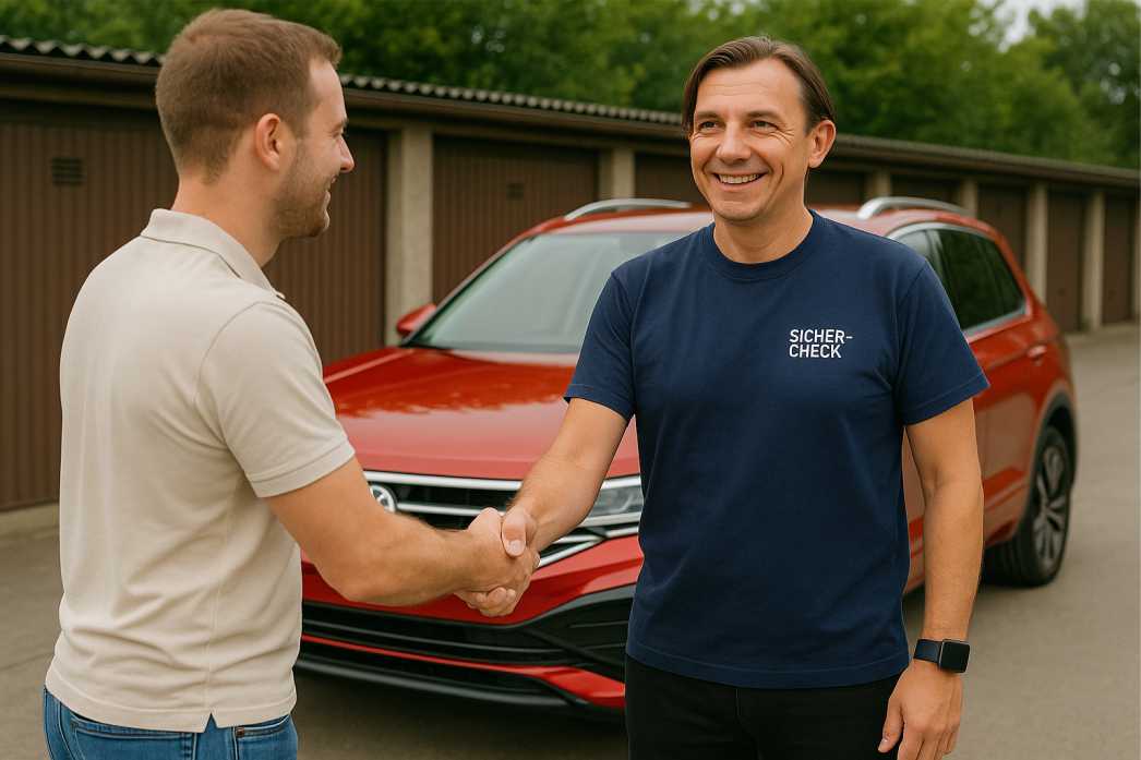 Експерт і клієнт після успішного торгу за авто з Німеччини